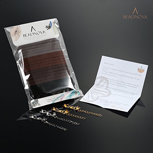 Beadnova Leather Cord For Jewelry Making Leather String Suede Cord Leather Strips For Crafts Faux Lace Thread For Bracelets (4 Colors, 3.3 Yard, 5Mm) #TOP6