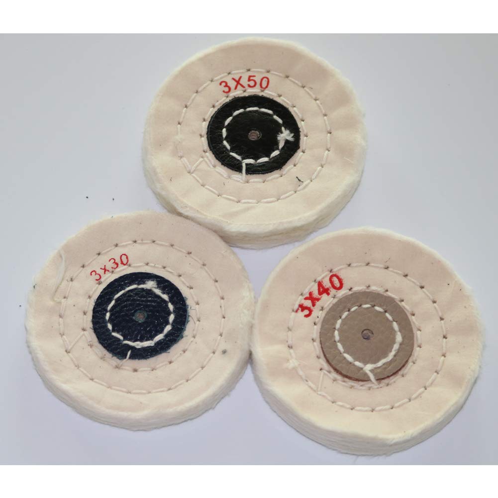 Buffing Wheel,3 Inch×50 Layers Cotton Buffing Wheel for Drill Kit,Buffing Pad for Angle Grinder,10 Pieces White