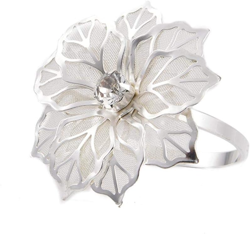 presentimer Napkin Rings Set With 6/12, With Hollow Out Flower for Dinner Parties Birthdays Weddings Family Gatherings Christmas And Other Parties