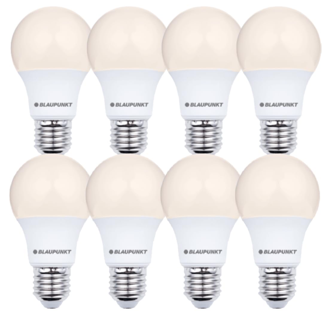 Blaupunkt LED Bulb Classic A60 LED lamp, E27 Base Screw, 6W, Replaces 60W Incandescent, Warm White 2700K, Yellow Light, Non-dimmable, 570 Lumen, Energy Efficient, Indoor Outdoor, 8 Pieces (Pack of 8)