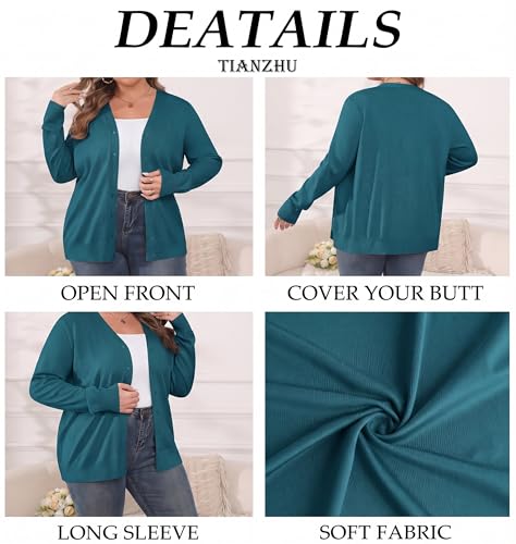 Image of TIANZHU Plus Size Cardigan for Women Button Open Front Long Sleeve V Neck Comfy Lightweight Sweaters XL-4XL