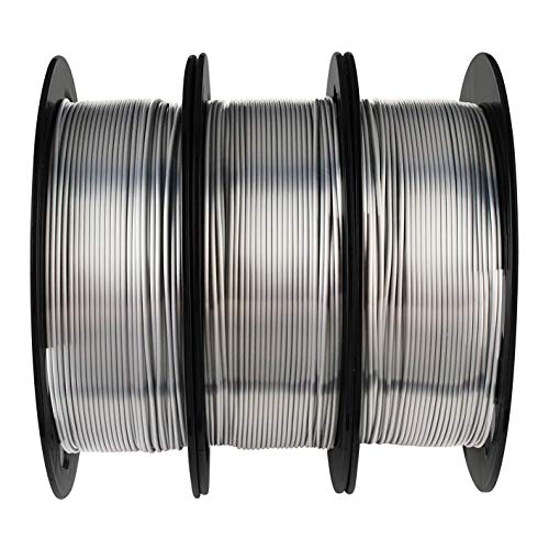 Image of Silk Metallic Shiny Silver PLA Filament Bundle - 1.75mm 3D Printer Filament Each Spool 0.5kg, 3 Spools Pack, Total 1.5kgs 3D Printing Material with Extra Stick Tool by MIKA3D