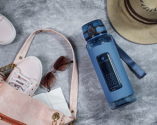 Image of SKYTONE Water Bottle 1 Liter For Office, Leak Proof & BPA Free Tritan Plastic Reusable Water Bottles, Ideal Gift for Travel Gym fitness Running School With Silicon Grip (Blue)