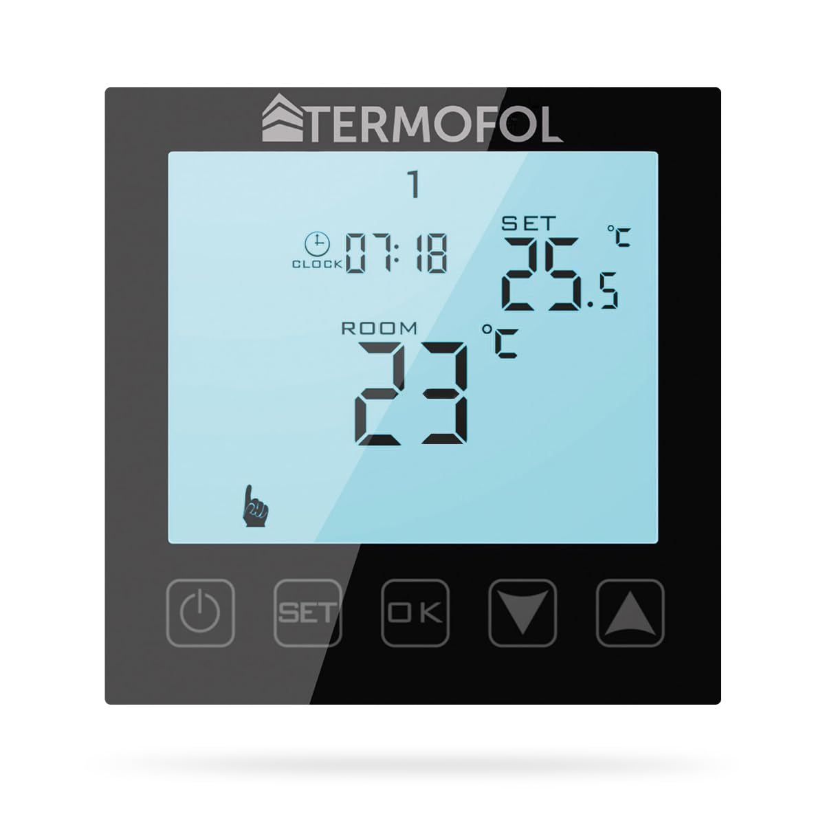 Termofol Calefacción por suelo radiante, lámina calefactora 230V - con termostato H1 Negro - Potencia 80 W/m2 - Superficie 2m² - Juego completo de calefacción eléctrica para suelo, pared o techo