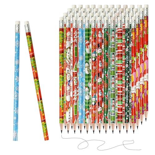48 lápices navideños para niños con borradores miniatura 1