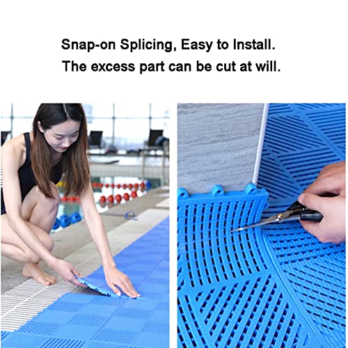 WLWLEO Interlocking Rubber Drainage Flooring Tile Mat Swimming Pool Anti-Fatigue Hydrophobic Non-Slip Floor Cushion Outdoor Indoor Bathroom Deck Patio Garage Mats,12 Pack - Thumbnail 5