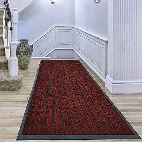 PHP Door Mat for Front Door 40 x 60 cm, Black - Waterproof Strong PVC Rubber Backing Anti Slip Heavy Duty Dirt Trapper Barrier Mat for Kitchen Bedroom Hall Hallway Entrance