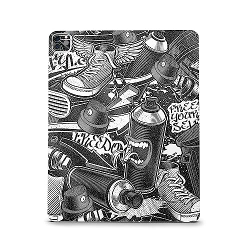 Image of MightySkins Carbon Fiber Skin Compatible with Apple iPad Pro 12.9 inch M2 6th Gen (2022) Full Wrap Kit - Mono Hip Hop | Protective, Durable Textured Carbon Fiber Finish | Easy to Apply | Made in The USA