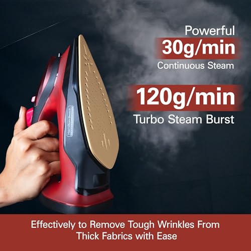 Image of Hamilton Beach Helios 3-in-1 Steam Iron with iSense Tech, (No Burn Guarantee), 5-Year Soleplate Warranty, 120g Turbo Steam, 30g Continous Steam, Steam Iron for Clothes, No Fabric Selector