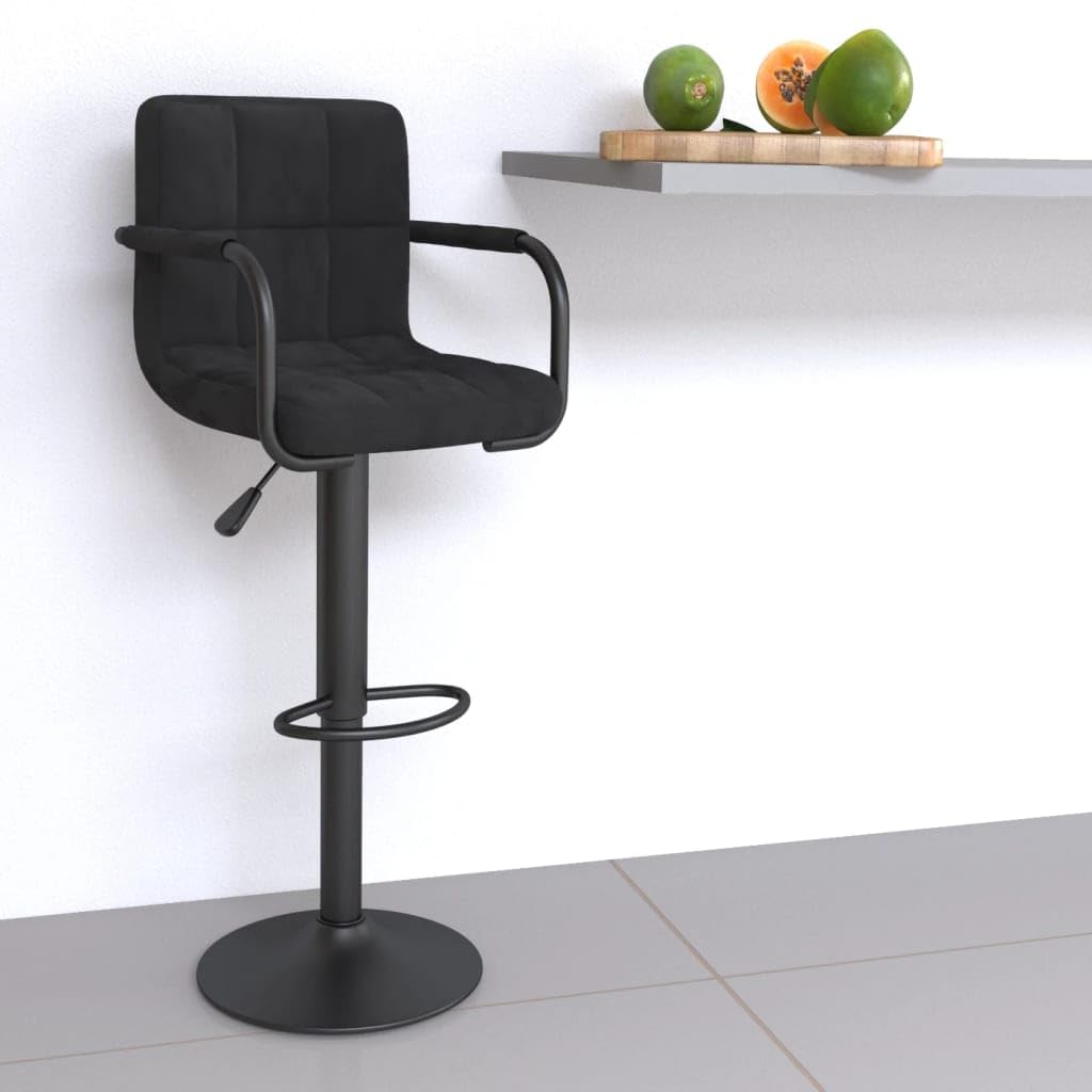 Taburete de bar con recubrimiento de polvo para una alta estabilidad, con acolchado de terciopelo suave, función giratoria y resorte de gas, altura regulable, silla de bar con reposapiés, bar
