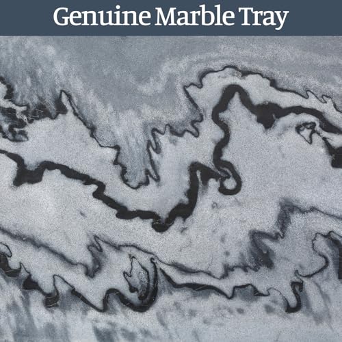 Image of Koville Natural Marble Tray, 12 inchx6 inch Decorative Tray for Countertop, Catchall for Perfume, Candles, Jewelry Dish Elephant Grey