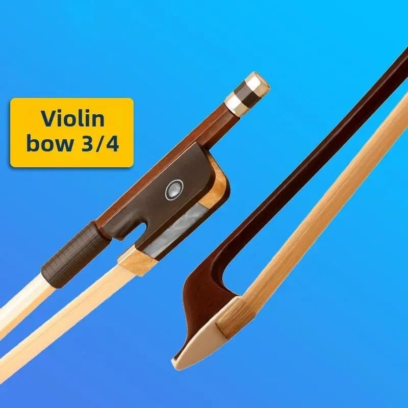 Arco de violín 4/4 de cola de caballo natural piezas de madera para principiantes accesorios de interpretación profesional(3/4)