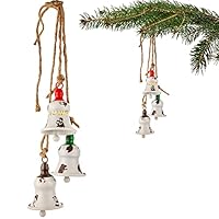 2x Weihnachtsglocken Aus Metall - 14cm, Handbemalt, Wetterfest Mit Juteband