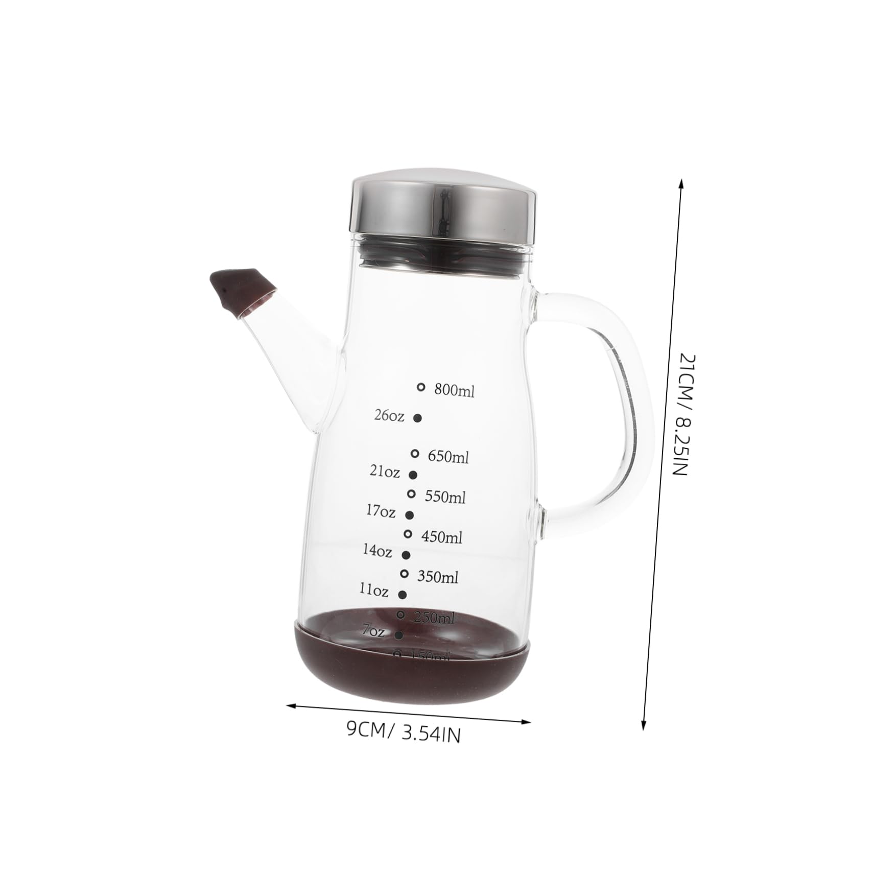 DECHOUS Große Auslaufsichere Ölflasche aus Edelstahl Silikon und Borosilikatglas mit Griff für Olivenöl Essig und Küche