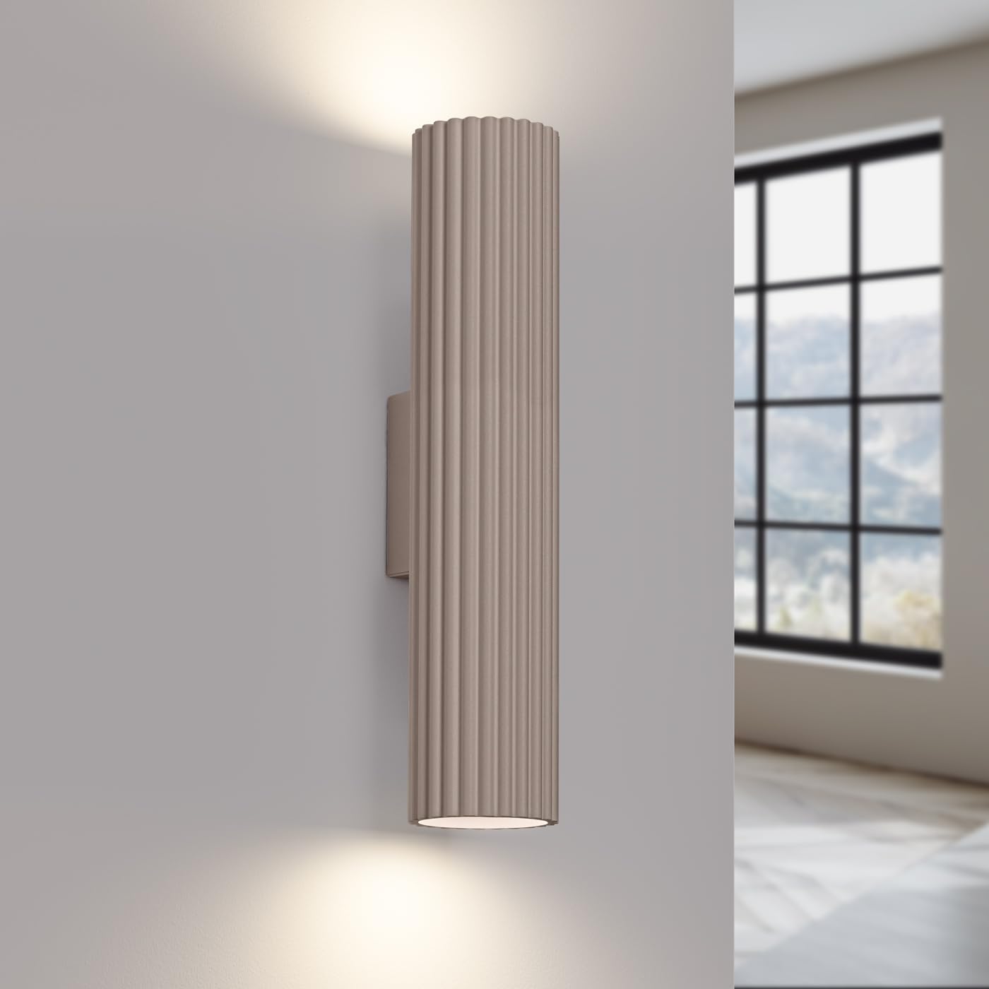 SOLLUX lighting Wandleuchte Innen - Wandlampe Aluminium - 1 Flammig - LED Lampe Glühbirne - Taupe Karbon