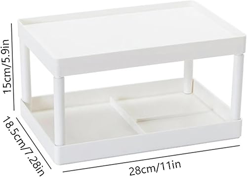 Miniatura 2 de Estante de plástico para encimera, organizador de escritorio de doble capa, organizador de almacenamiento de artículos de papelería, soporte de