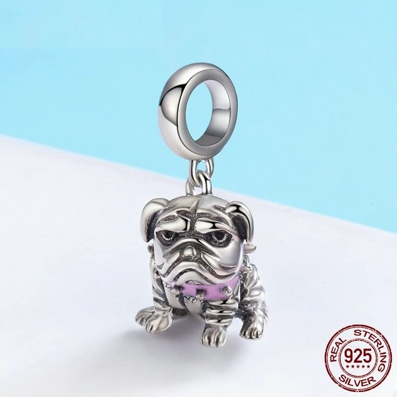 Abalorios de Plata de Ley 925 con Perro Inglés para Pulseras Joyería DIY 4