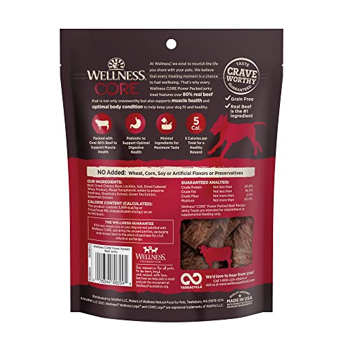 Wellness CORE Energy Packed Canine Treats (Beforehand Pure Rewards), Grain-Free Tender Jerky Treats, Made in USA (Beef Recipe, 4-Ounce Bag) Wellness CORE Energy Packed Canine Treats (Beforehand Pure Rewards), Grain-Free Tender Jerky Treats, Made in USA (Beef Recipe, 4-Ounce Bag)