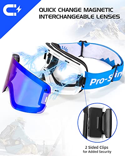 Itowe Ski Snow Goggles Men Women Over Glasses Anti Fog With Interchangeable Lens, Otg Magnetic Frameless Mirrored Snowboard Goggles Adult Winter Sports Skiing Snowmobile Goggles For Youth Cold Weather #TOP1