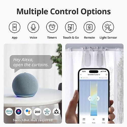 Switchbot W2400000 Automatic Curtain Opener - Bluetooth Remote Control Smart Curtain With App/Timer, Upgraded High-Performance Motor, Add Switchbot Hub To Work With Alexa, Google Home thumb #7
