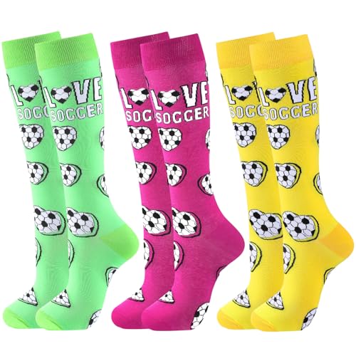 3 Pair Heart Soccer Socks for Toddler Girls Youth Love Knee High Soccer Socks Adult Teens Sport Accessories