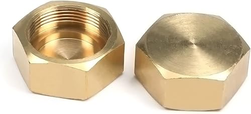 Miniatura 1 de Othmro 2 tapas de válvula de montaje de tubería dorada, conector de manguera de rosca fina hexagonal de latón, conector de manguera de rosca fina de