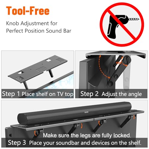image for CUISIBOT Soundbar Mount, No Drilling Steel TV Top Shelf Fits Most of S