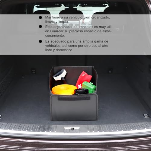 ENERFERO Faltbarer Kofferraum-Organizer aus PU – Mehrzweck-Aufbewahrungsbox für Auto, SUV und LKW – Großes Fassungsvermögen – Rutschfeste Unterseite – Wasserdicht (PU)