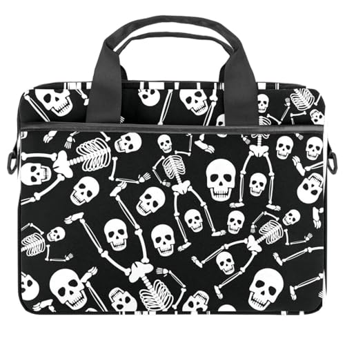 Maletín de portátil 14 pulgadas con calaveras esqueleto y bandolera para ordenador 13.3