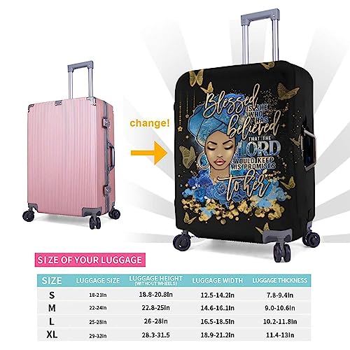 Image of Travel Suitcase Protector African American Girl Elastic Protective Washable Luggage Cover With Concealed Zipper Suitable For 18-32 Inch, Color-3-6, M (for 22--24 inch luggage)
