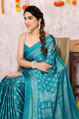 Image of MIRCHI FASHION Saree for Woman | Chiffon Block Printed Lightweight Daily Wear Sarees with Blouse