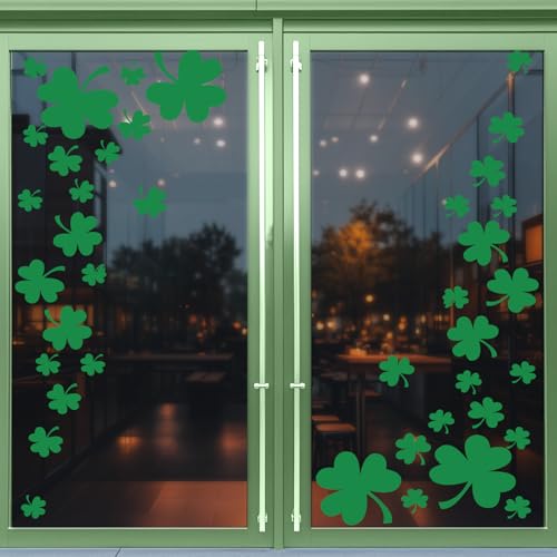 St Patricks Day Window Clings, Shamrock Window Stickers for St. Patrick's Decorations