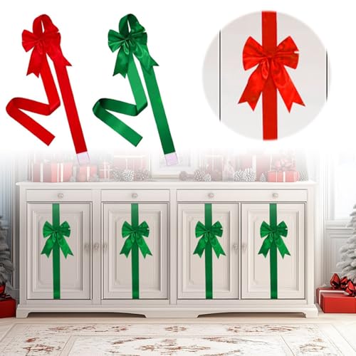 4 Pcs Christmas Decor Satin Ribbon Bow for Cabinet Door Wardrobe Wall Decor - image 3