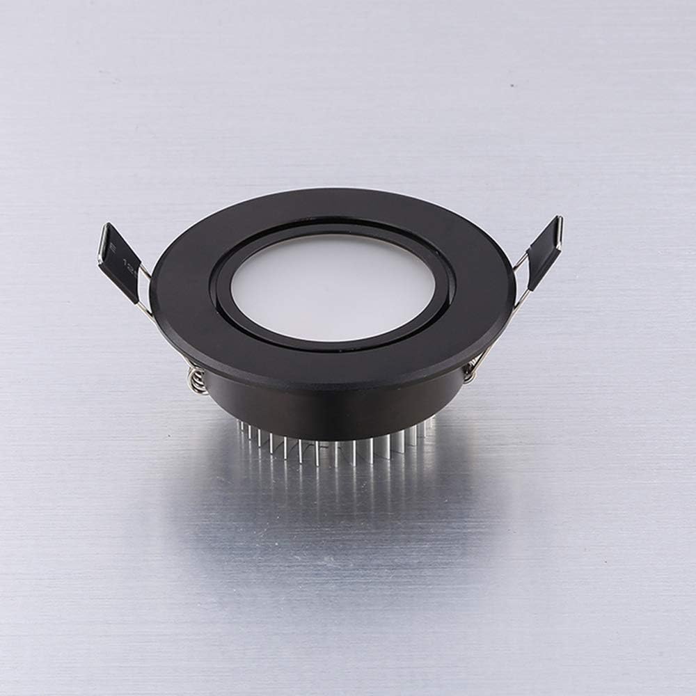 3W Black Adjustable Round LED Downlight - Easy Installation, 3000K Warm White, for Home & Office Lighting