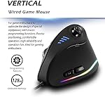 Vertical Mouse, Ergonomic USB Wired Vertical Mouse with [5 D Rocker] [10000 DPI] [11 Programmable Buttons], RGB Gaming Mouse for Gamer/PC/Laptop/Computer
