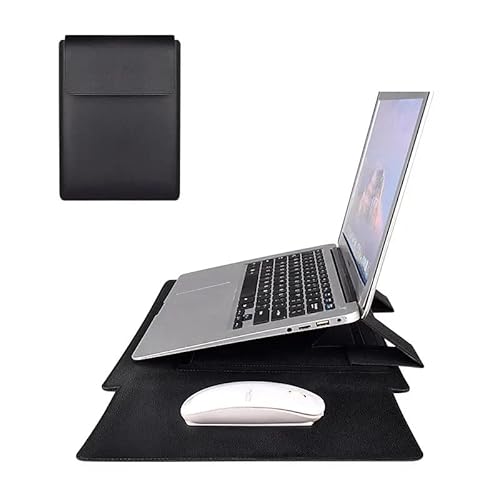 Kevbinth Protective Laptop Sleeve And Stand With Mousepad Soft Inner Material Wrapped In Outer Pu Leather Ultra-Sleek Stylish Suitable For Slim Laptops Such As Macbookair Macbookpro (15.4Inch Black) #TOP23