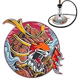Hookah Silicone Mat 8-Inch Non-Slip Heat-Resistant, Artistic Japanese-Inspired Samurai & Dragon Design, Multi-Purpose Use for Shisha, BBQ, and Outdoor Activities (Colorful-G)