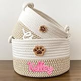 Bac de rangement for pattes: Le panier tissé personnalisé a un charmant motif de patte cousu sur la surface. Parfait for ranger des objets for animaux de compagnie ou des essentiels de chambre d'enfant, il ajoute une touche ludique à n'importe quelle pièce. Sa taille compacte le rend polyvalent for différents espaces, alliant fonctionnalité et décoration