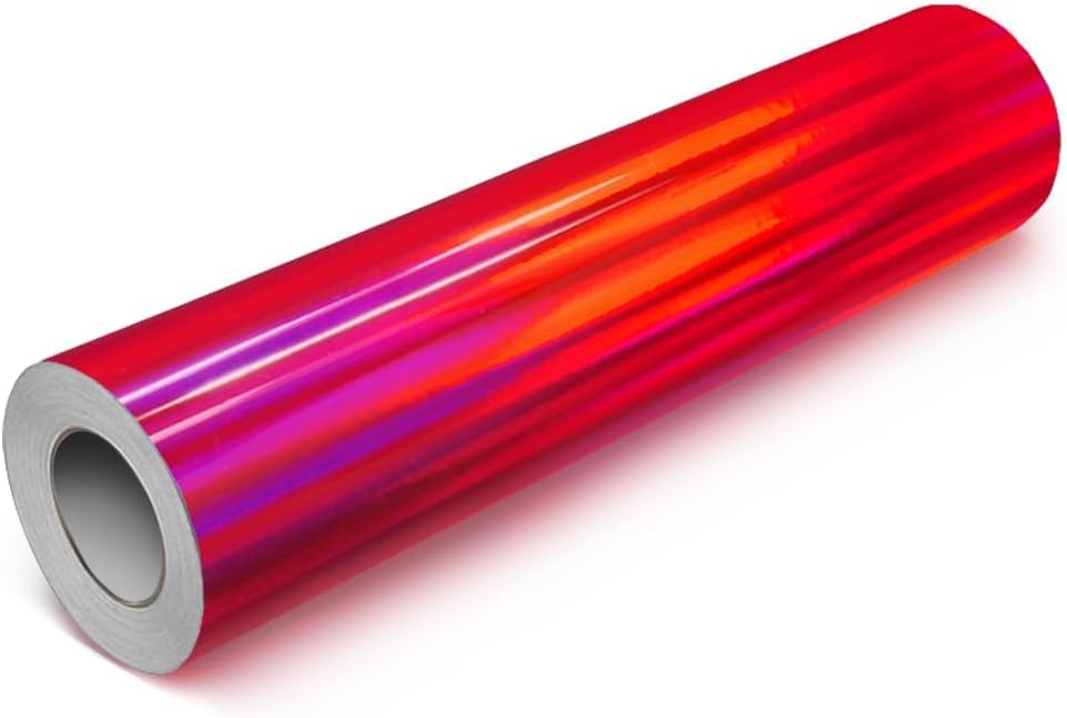 VViViD DECO65 Gloss Holographic Chrome Rainbow Lazer Silver Permanent Adhesive Craft Vinyl Roll (1ft x 100ft)