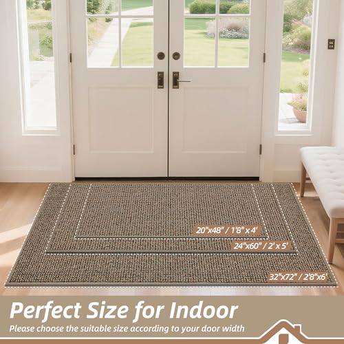 Image of BEQHAUSE Dirt Trapper Door Mat 24 inch x 60 inch, Non-Slip Washable Doormats Entrance Mat, Dirt Resistant and Absorbent Welcome Mat, Low Profile Floor Mats for Front Back Door and Entryway, Beige
