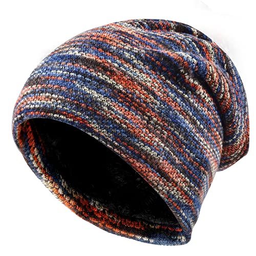 OOPOR Warme Wintermütze Strickmütze Herren Damen - Unisex Beanie Cap Hat mit Thermo Fleecefutter Winddichte Winter Mütze Herre Men Hut für Outdoor Sport Laufen Rad Ski Fahrrad Fitness Motorrad MTB Cover