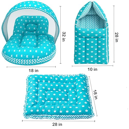 Image of Infantbond by fareto Newborn Baby Bedding Essentials | Daily Needs Items | Hopsital kit Ready Combo | Baby Products All (Pack of 32) (0-6months)(Blue Crown)