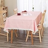 Deconovo Mantel Antimanchas Decorativo Manteles Mesa Rectangular Tela 132x178cm Rosa