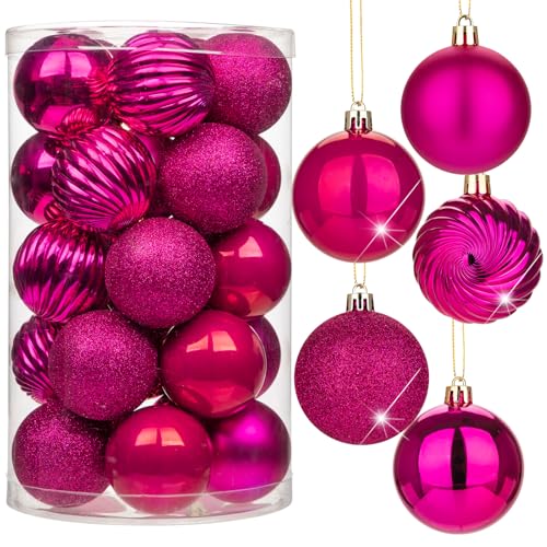 6CM Weihnachtsdeko Weihnachtskugeln, 25 Stücke Bruchsiche Christbaumkugeln Ornamente Rosa Weihnachtsbaumschmuck für Weihnachtsbaum… – Ansicht 1