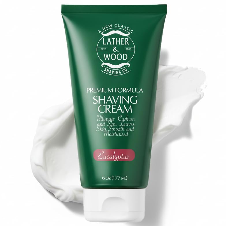 Mens Eucalyptus Shaving Cream Cool Refreshing Lather That Stops Razor Burn Cold Premium Barbershop Quality Formula with Natural