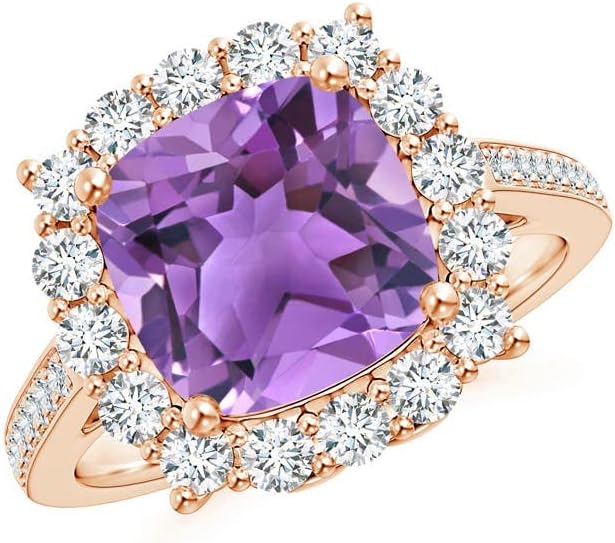 Angara Natural Amethyst Ring for Women | Cushion Amethyst Cocktai...
