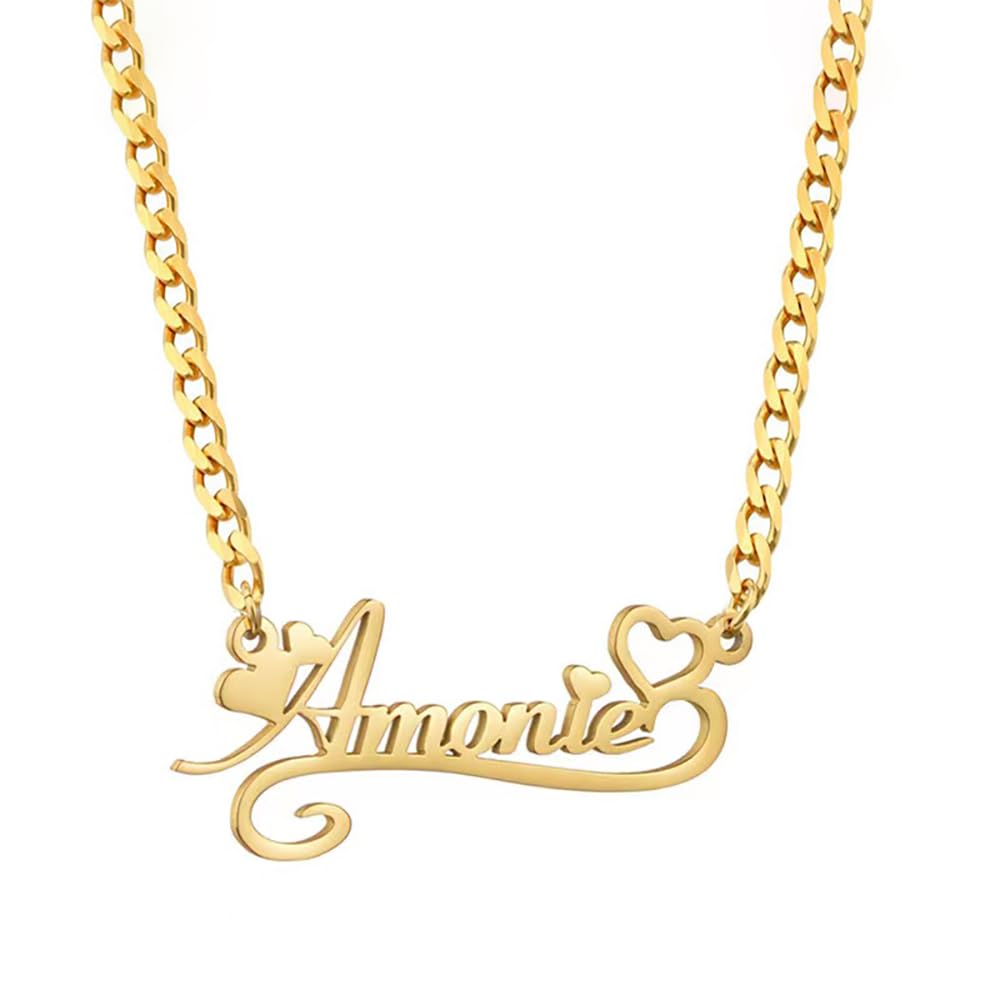 Molicaci 10k Gold Personalized Name Necklace 14k Solid White Gold Name
