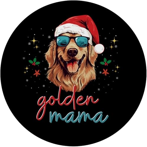 Miniatura 3 de Golden Retriever Mama con sombrero de Santa y gafas de sol de Navidad PopSockets estándar PopGrip