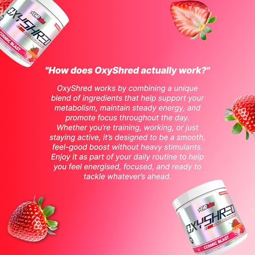 Image of EHP LABS OxyShred Pre Workout Powder - Preworkout Powder with L Glutamine & Acetyl L Carnitine, Energy Boost Drink - Cosmic Blast, 60 Servings