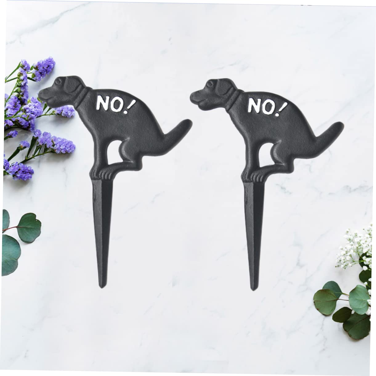 Abaodam 2 Stück Gartenschild aus Eisen in Form Eines Kleinen Hundes Schwarze Gartendekoration für Außenbereich mit Bereichsmarkierung und Hundekot Verbot im Garten